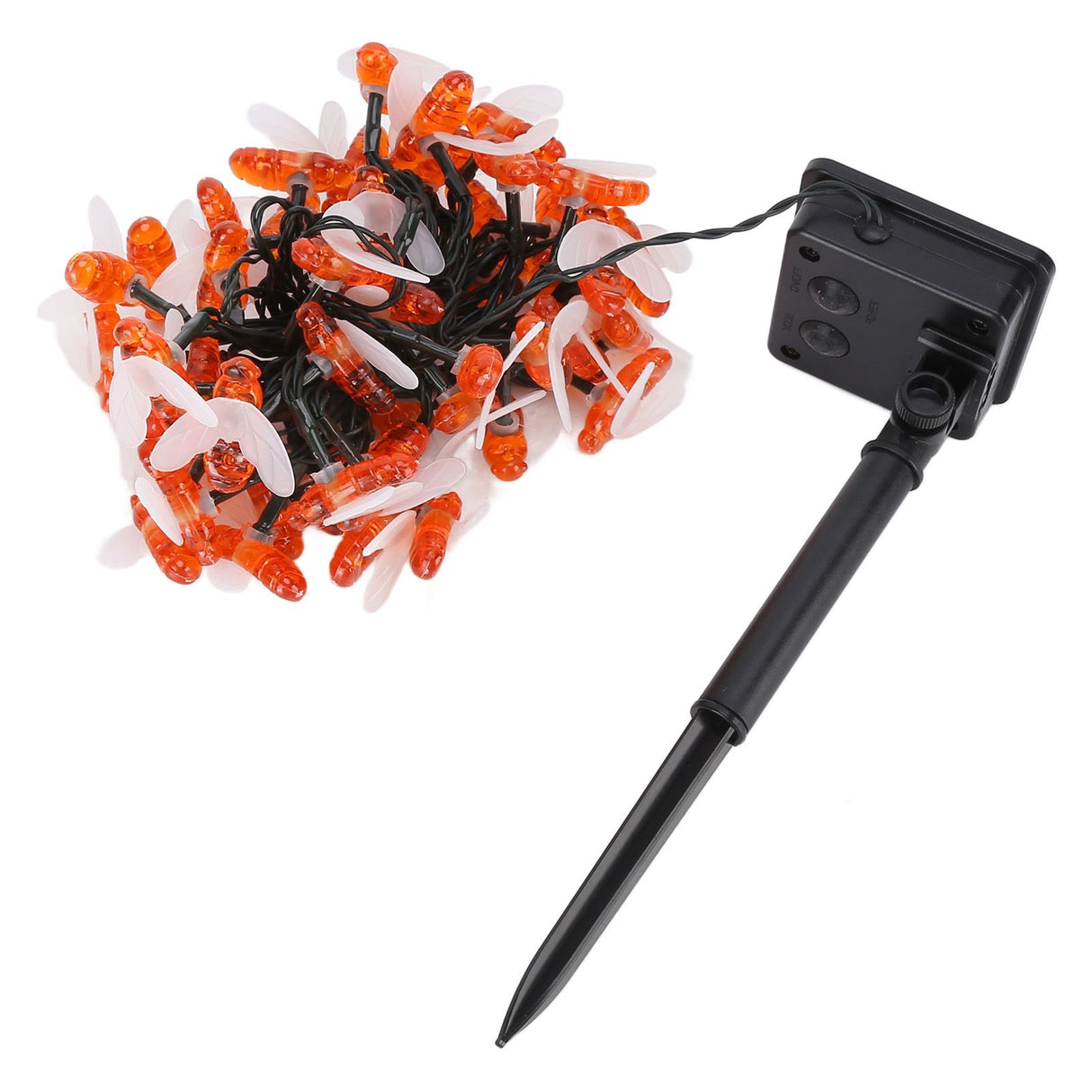 LED Solar String Lights Bee Shaped Waterproof Decorative Light for Outdoor Garden Patio Warm White7M 50LED 8 Work Mode