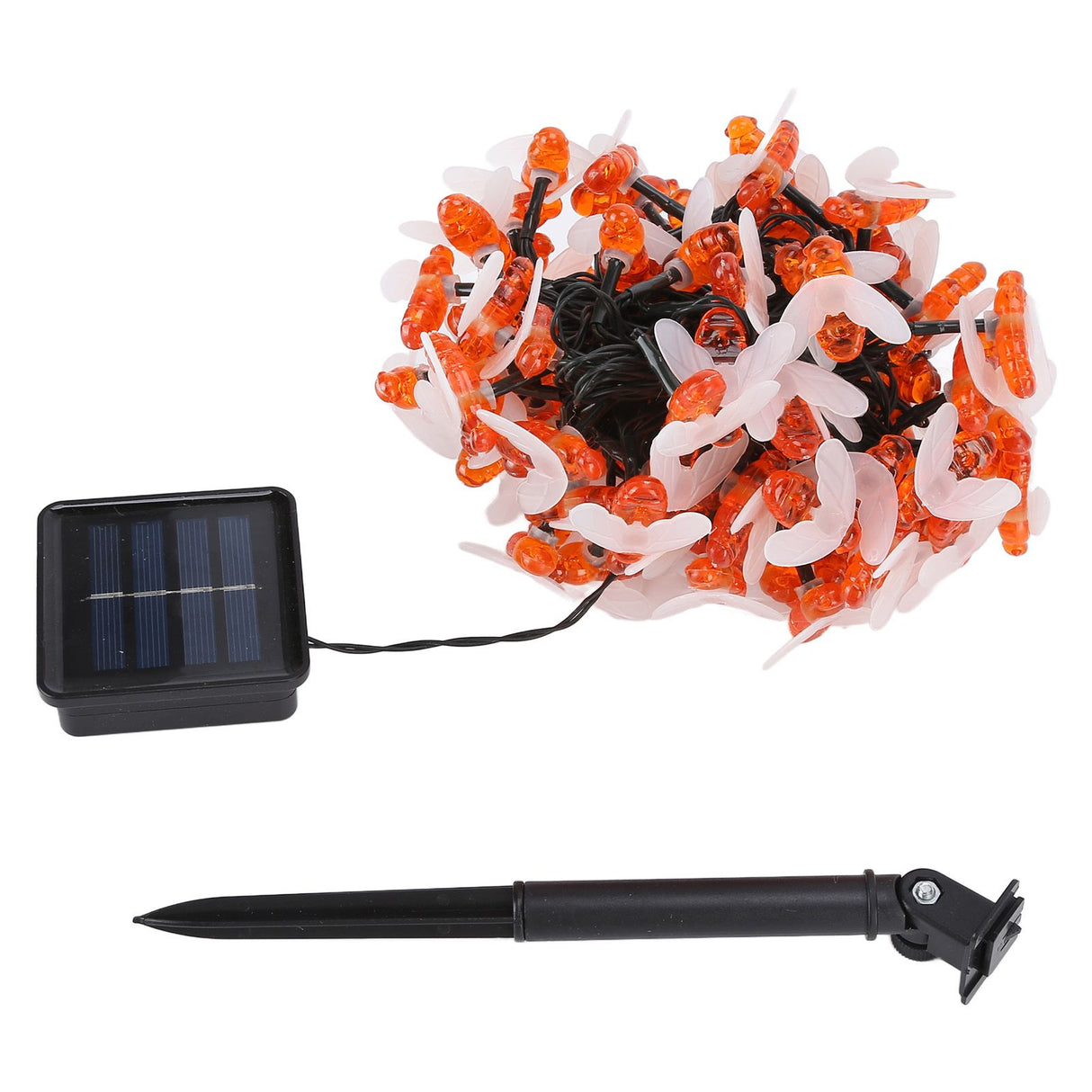 LED Solar String Lights Bee Shaped Waterproof Decorative Light for Outdoor Garden Patio Warm White12M 100LED 8 Work Mode