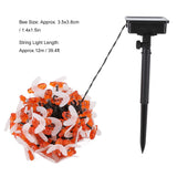 LED Solar String Lights Bee Shaped Waterproof Decorative Light for Outdoor Garden Patio Warm White12M 100LED 8 Work Mode