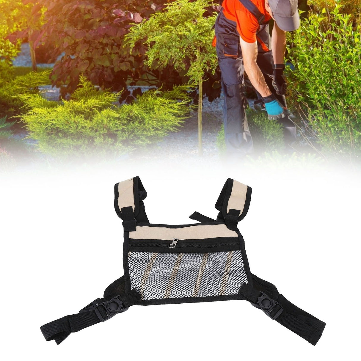 Outdoor Gardening Bag Running Backpack Vest Bag Storage Bag for Man Woman RunningKhaki