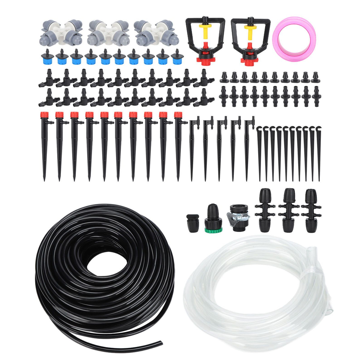30m Drip Irrigation Kit Tubing Hose Nozzles Adapters Valves Drippers Set Garden Watering System