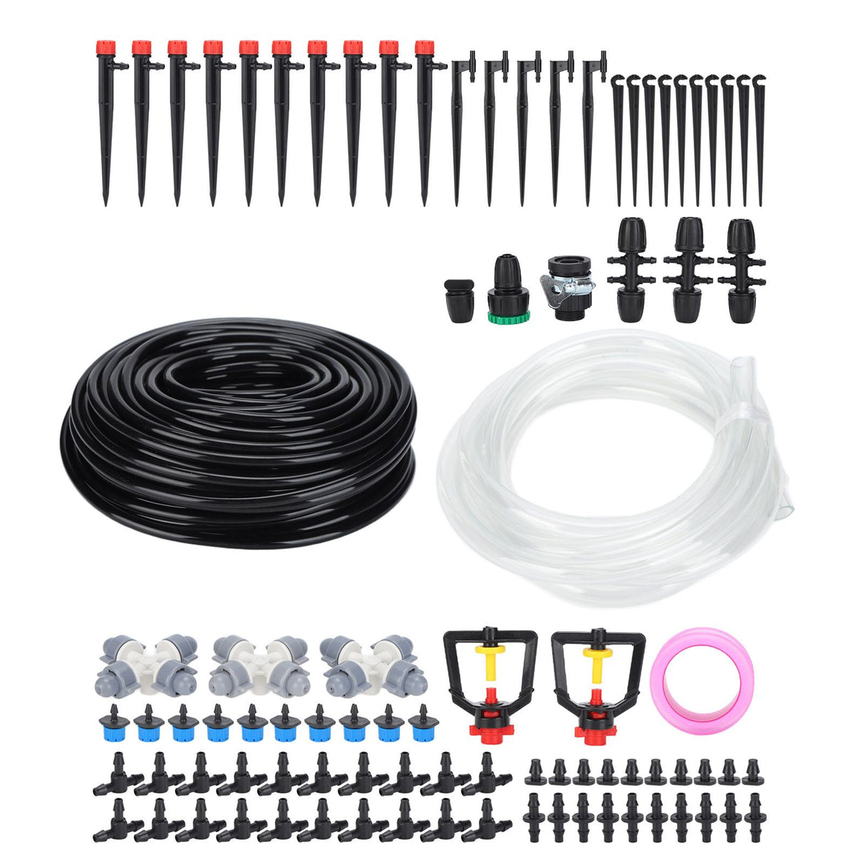 30m Drip Irrigation Kit Tubing Hose Nozzles Adapters Valves Drippers Set Garden Watering System