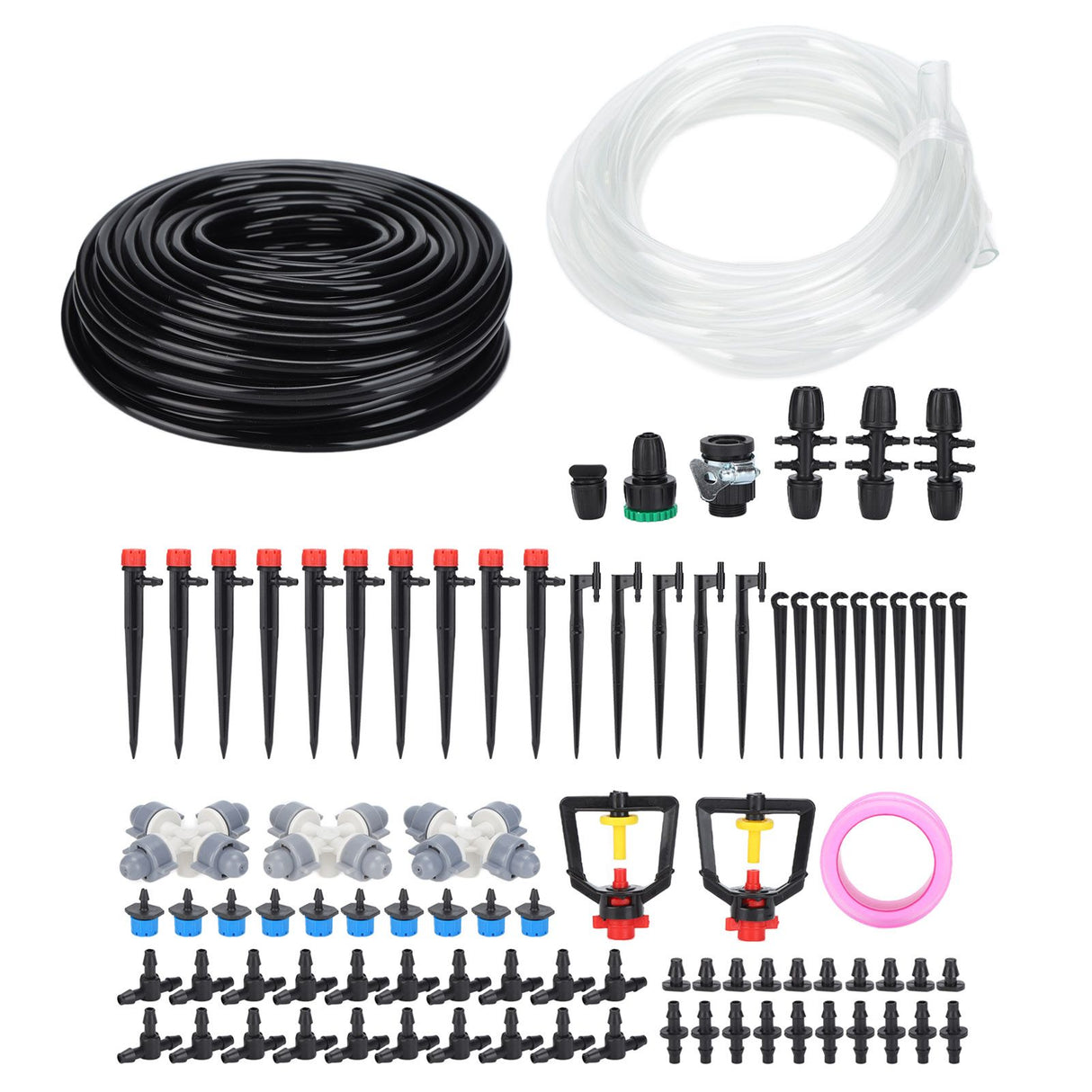 30m Drip Irrigation Kit Tubing Hose Nozzles Adapters Valves Drippers Set Garden Watering System