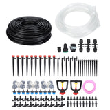 30m Drip Irrigation Kit Tubing Hose Nozzles Adapters Valves Drippers Set Garden Watering System - Top-Down View