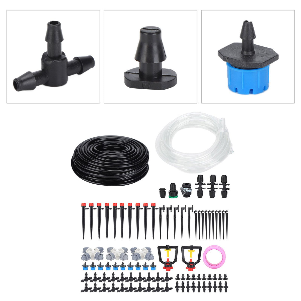 30m Drip Irrigation Kit Tubing Hose Nozzles Adapters Valves Drippers Set Garden Watering System