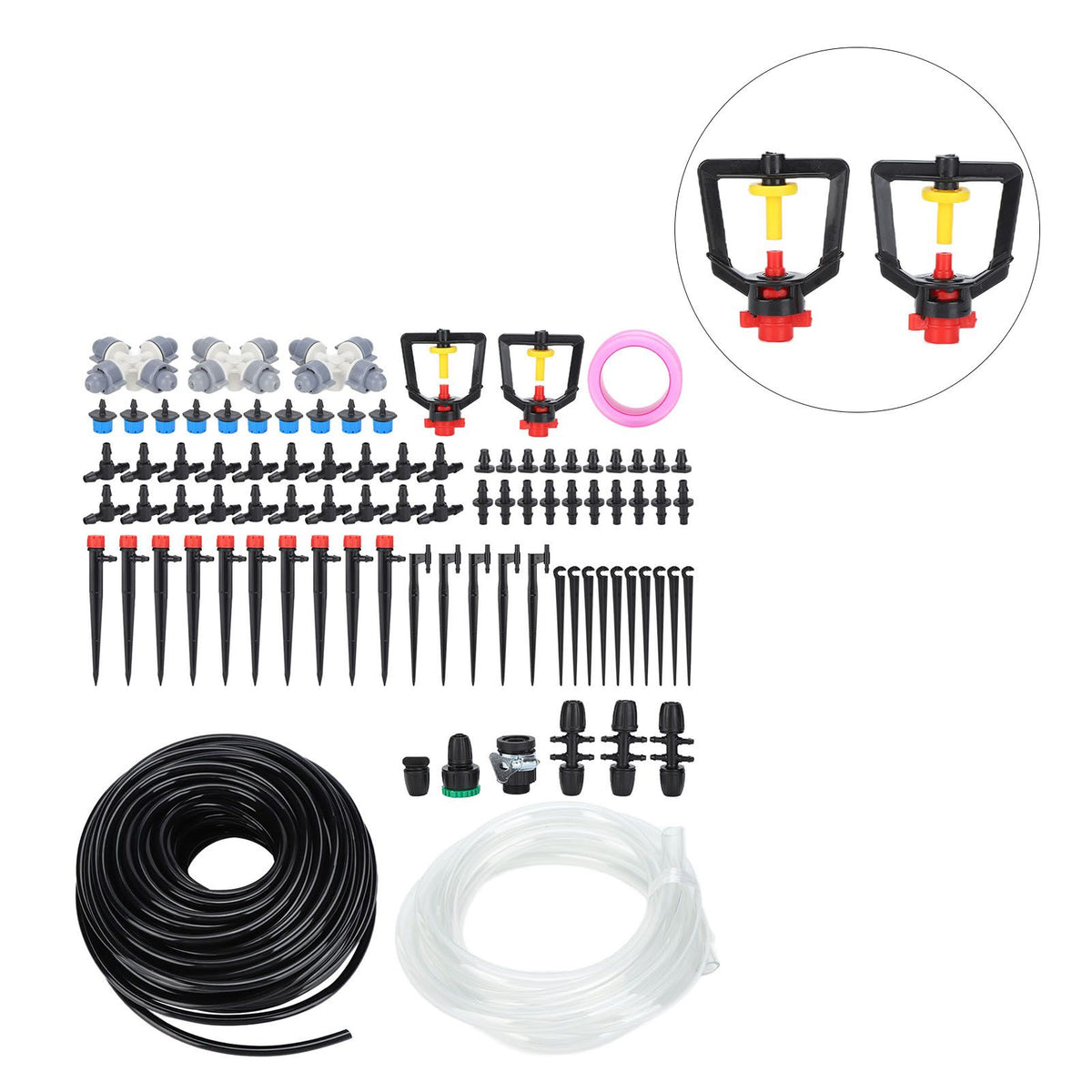 30m Drip Irrigation Kit Tubing Hose Nozzles Adapters Valves Drippers Set Garden Watering System