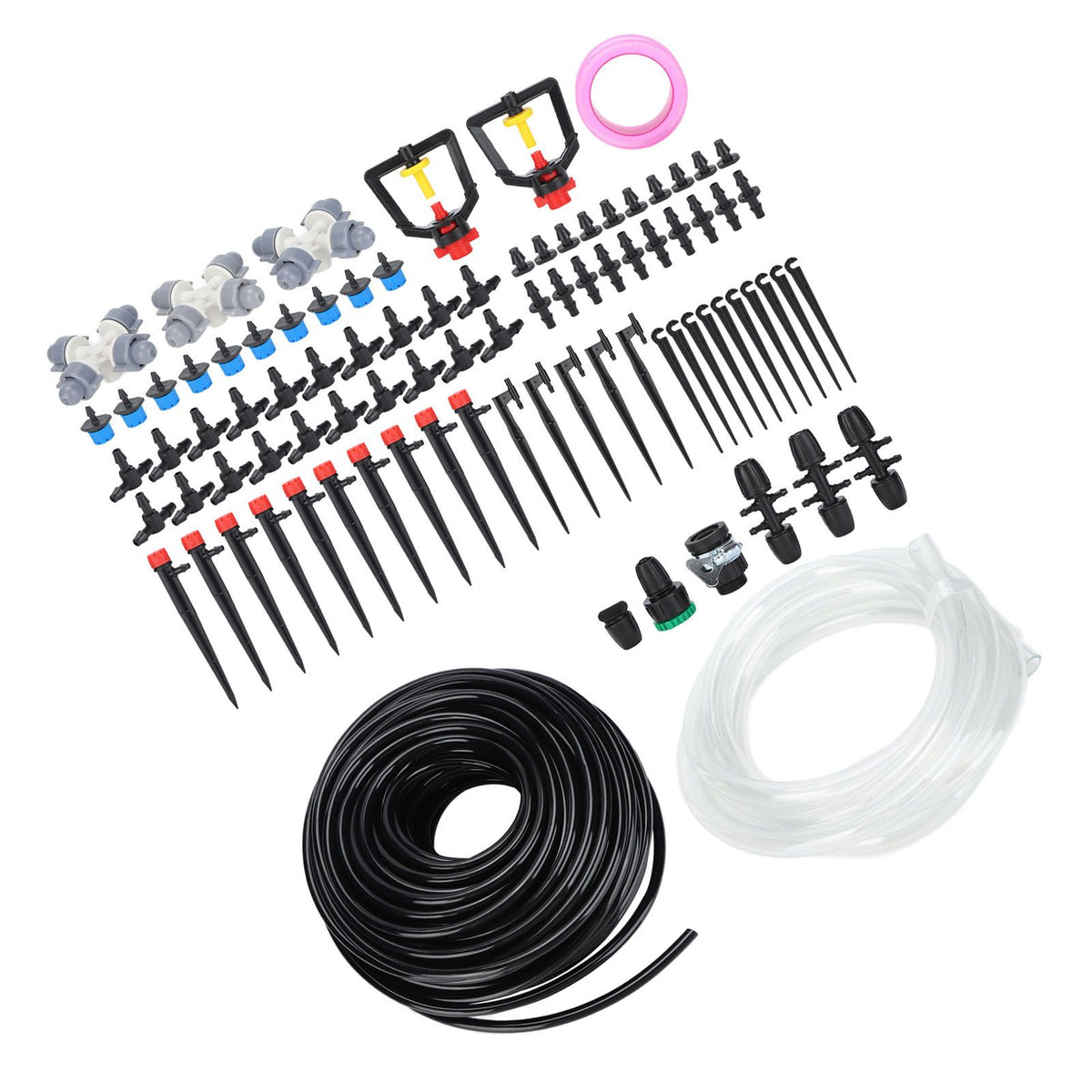 30m Drip Irrigation Kit Tubing Hose Nozzles Adapters Valves Drippers Set Garden Watering System