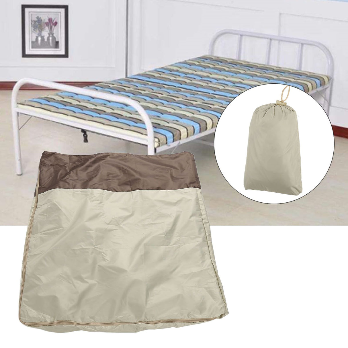 Folding Bed Cover Dustproof Waterproof Rollaway Bed Protective Cover for Indoor Outdoor85x33x107cm