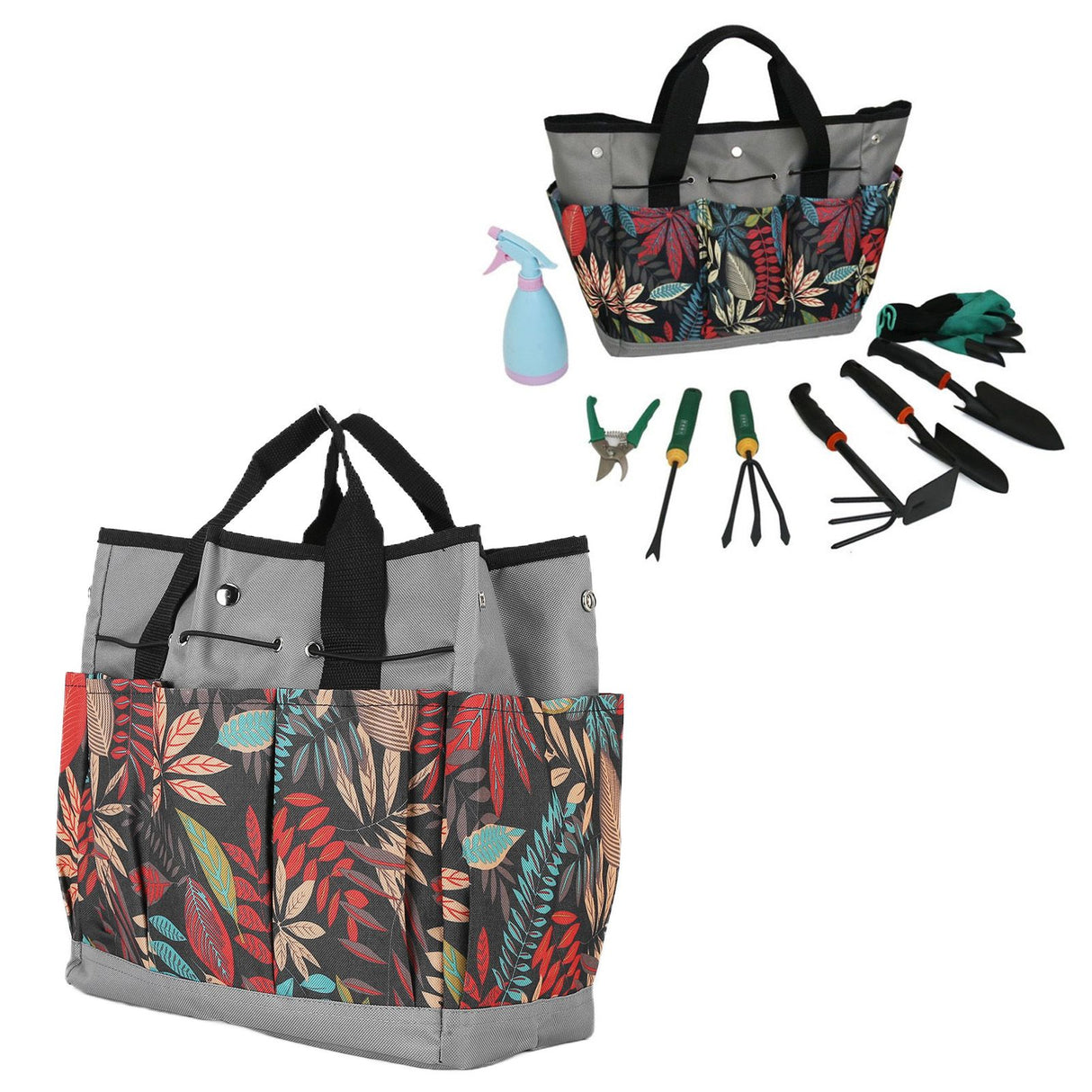 Garden Tote Bag 600D Oxford Cloth Multiple Pockets Lightweight and Durable Garden Tools Storage Pouch