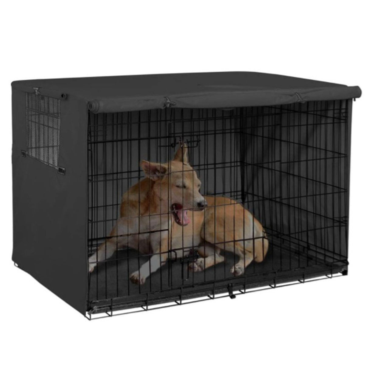 124.5x84x79cm Dogs Wire Crate Cover Waterproof Sunscreen Dustproof Pet Cage Cover for OutdoofBlack