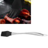Silicone Brush Stainless Steel Handle High Temperature Resistant Kitchen Baking Barbecue Sauce Oil BrushCurved Handle Large Black - Extra Image
