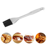 Silicone Brush Stainless Steel Handle High Temperature Resistant Kitchen Baking Barbecue Sauce Oil BrushStraight Handle Black