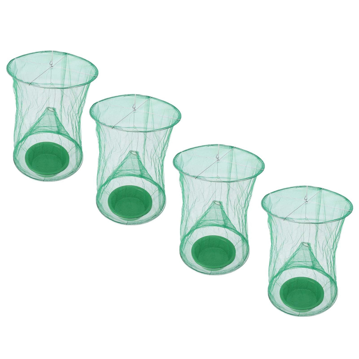4pcs Outdoor Fly Trap Reusable Hanging Fly Trap Cage Net with Bait Tray for Garden Farm Orchard