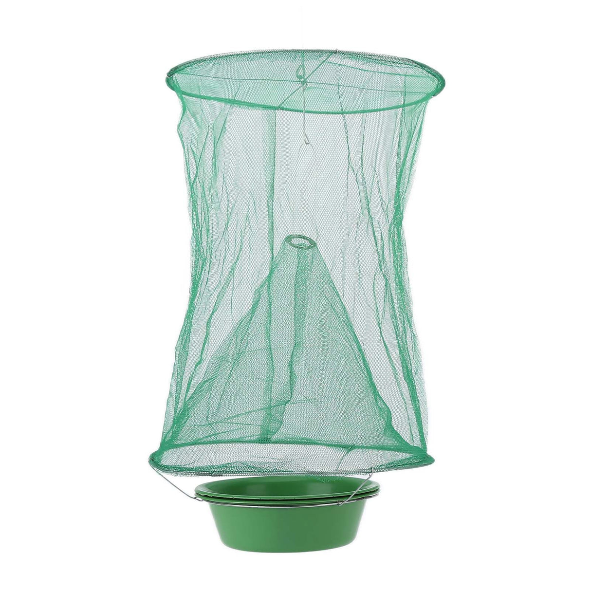 4pcs Outdoor Fly Trap Reusable Hanging Fly Trap Cage Net with Bait Tray for Garden Farm Orchard