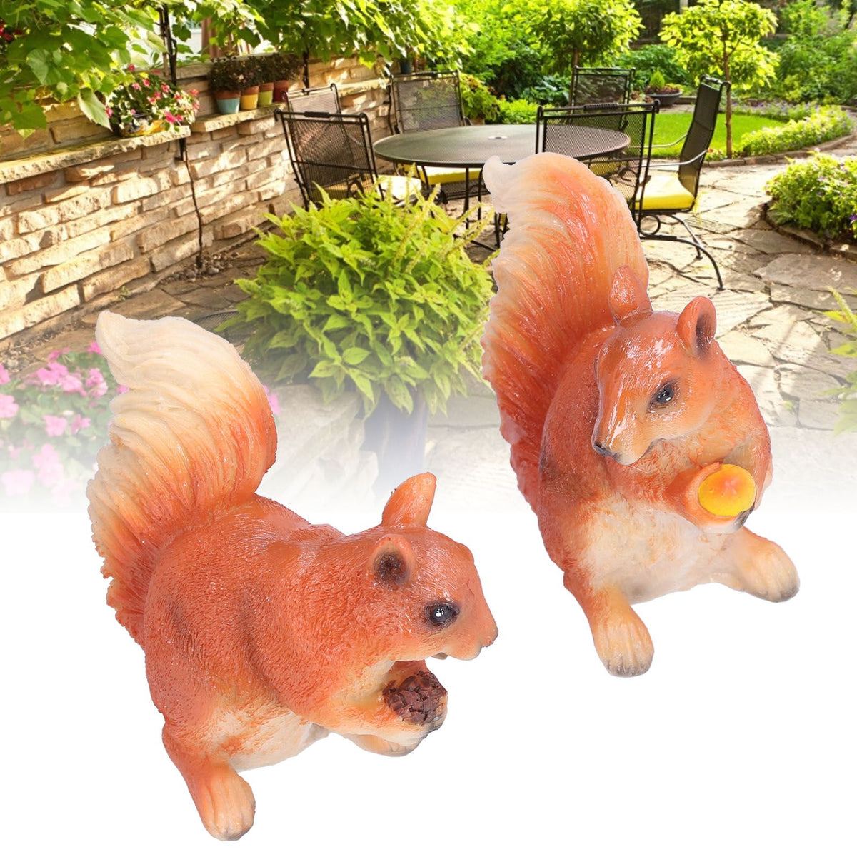 Resin Animal Squirrels Model Cartoon Squirrels Shaped Statue Decoration Synthetic Resin Micro Landscape Crafts for Home Garden Terrace YardStyle 2