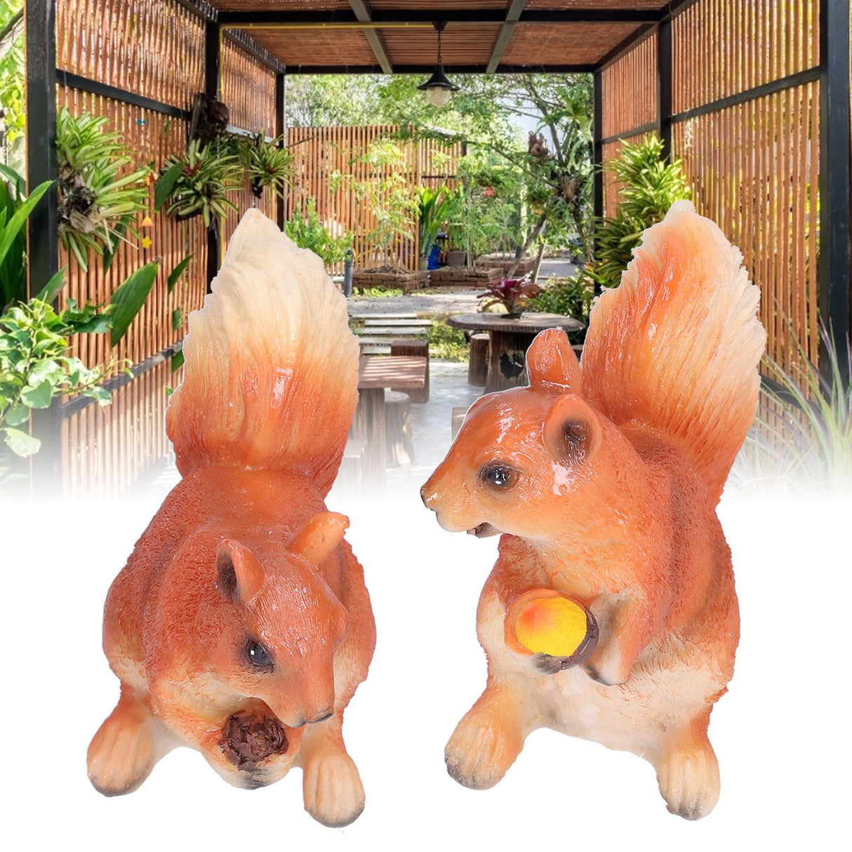 Resin Animal Squirrels Model Cartoon Squirrels Shaped Statue Decoration Synthetic Resin Micro Landscape Crafts for Home Garden Terrace YardStyle 2