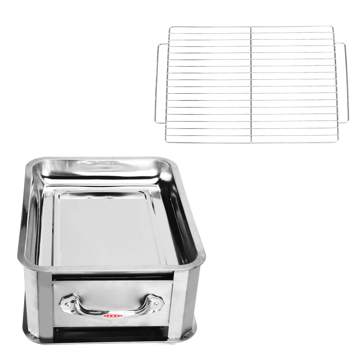 Barbecue Grill Thickened Stainless Steel Grilled Fish Stove Charcoal Alcohol Grill Rectangular Grill Fish RackWindproof Without Pull Handle
