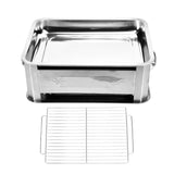 Barbecue Grill Thickened Stainless Steel Grilled Fish Stove Charcoal Alcohol Grill Rectangular Grill Fish RackWindproof Without Pull Handle - Rear View