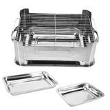 Barbecue Grill Thickened Stainless Steel Grilled Fish Stove Charcoal Alcohol Grill Rectangular Grill Fish RackWindproof Without Pull Handle - Close-Up Angle