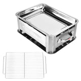 Barbecue Grill Thickened Stainless Steel Grilled Fish Stove Charcoal Alcohol Grill Rectangular Grill Fish RackWindproof Without Pull Handle