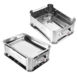 Barbecue Grill Thickened Stainless Steel Grilled Fish Stove Charcoal Alcohol Grill Rectangular Grill Fish RackWindproof Without Pull Handle
