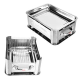Barbecue Grill Thickened Stainless Steel Grilled Fish Stove Charcoal Alcohol Grill Rectangular Grill Fish RackWindproof Without Pull Handle