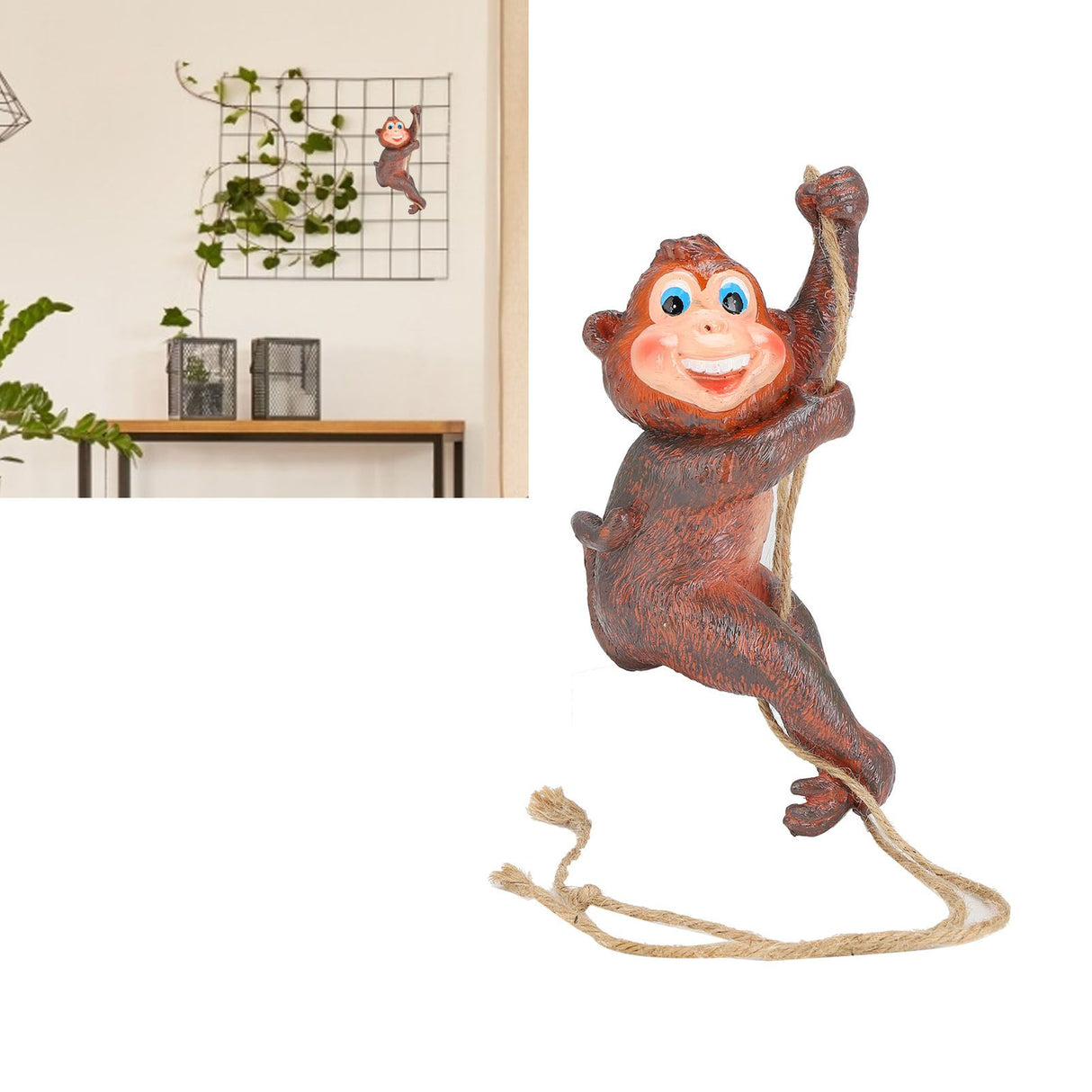 Resin Animal Ornament Monkey Shaped Hanging Ornaments Swing Pendant Decoration for Home Garden Terrace Yard