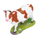 Cow Figurines Brown and White Cow Model Ornament Animal Sculpture Resin Crafts for HomeRaise Head Cow - Front View