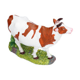Cow Figurines Brown and White Cow Model Ornament Animal Sculpture Resin Crafts for HomeRaise Head Cow