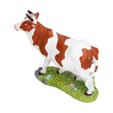 Cow Figurines Brown and White Cow Model Ornament Animal Sculpture Resin Crafts for HomeRaise Head Cow