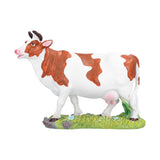 Cow Figurines Brown and White Cow Model Ornament Animal Sculpture Resin Crafts for HomeRaise Head Cow - Rear View