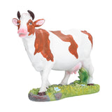 Cow Figurines Brown and White Cow Model Ornament Animal Sculpture Resin Crafts for HomeRaise Head Cow - Close-Up Angle