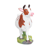 Cow Figurines Brown and White Cow Model Ornament Animal Sculpture Resin Crafts for HomeRaise Head Cow