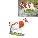 Cow Figurines Brown and White Cow Model Ornament Animal Sculpture Resin Crafts for HomeRaise Head Cow - Extra Image