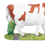 Cow Figurines Brown and White Cow Model Ornament Animal Sculpture Resin Crafts for HomeRaise Head Cow