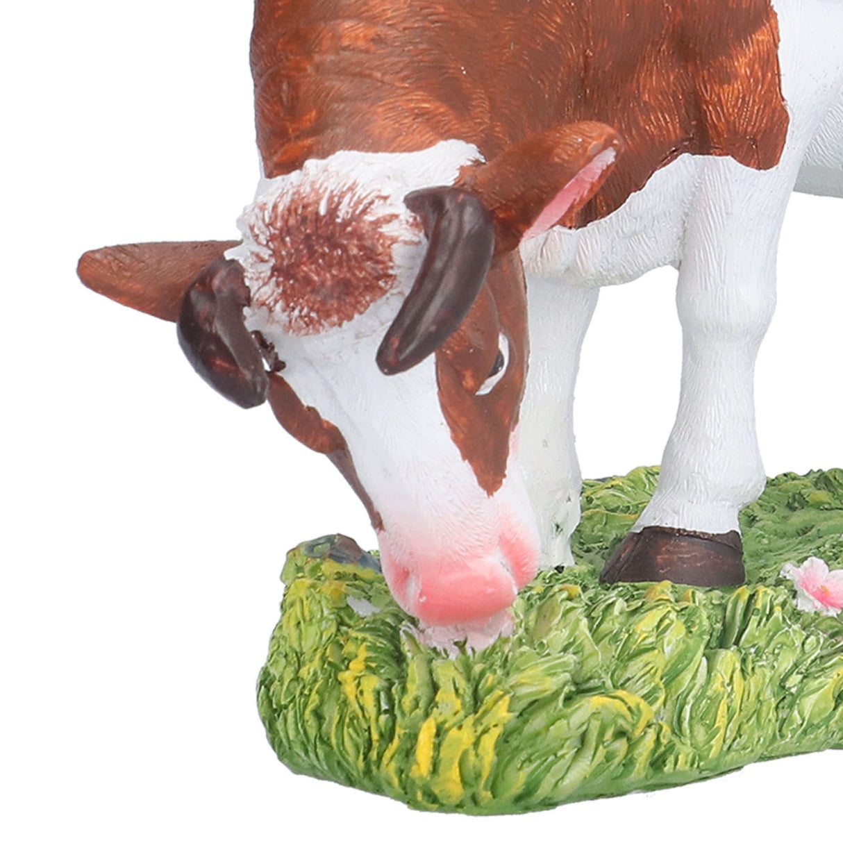 Cow Figurines Brown and White Cow Model Ornament Animal Sculpture Resin Crafts for HomeLower Head Cow