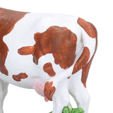 Cow Figurines Brown and White Cow Model Ornament Animal Sculpture Resin Crafts for HomeLower Head Cow