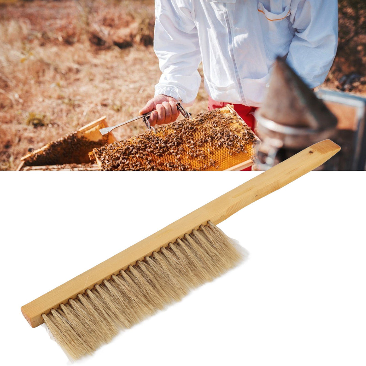 Bee Brush Soft Bristle Wooden Handle Non Toxic Durable Brush Beekeeping Tools for Beekeepers