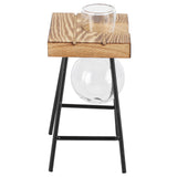 Desktop Glass Planter Wooden Stand Bulb Glass Vase Hydroponics Plant Planter for Home Office Garden1 Bottle