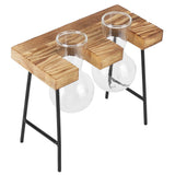 Desktop Glass Planter Wooden Stand Bulb Glass Vase Hydroponics Plant Planter for Home Office Garden2 Bottle