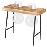 Desktop Glass Planter Wooden Stand Bulb Glass Vase Hydroponics Plant Planter for Home Office Garden2 Bottle