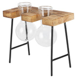Desktop Glass Planter Wooden Stand Bulb Glass Vase Hydroponics Plant Planter for Home Office Garden2 Bottle