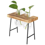 Desktop Glass Planter Wooden Stand Bulb Glass Vase Hydroponics Plant Planter for Home Office Garden2 Bottle