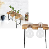 Desktop Glass Planter Wooden Stand Bulb Glass Vase Hydroponics Plant Planter for Home Office Garden2 Bottle
