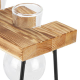 Desktop Glass Planter Wooden Stand Bulb Glass Vase Hydroponics Plant Planter for Home Office Garden2 Bottle