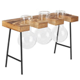 Desktop Glass Planter Wooden Stand Bulb Glass Vase Hydroponics Plant Planter for Home Office Garden3 Bottle - Front View