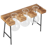 Desktop Glass Planter Wooden Stand Bulb Glass Vase Hydroponics Plant Planter for Home Office Garden3 Bottle - Side View