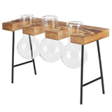 Desktop Glass Planter Wooden Stand Bulb Glass Vase Hydroponics Plant Planter for Home Office Garden3 Bottle