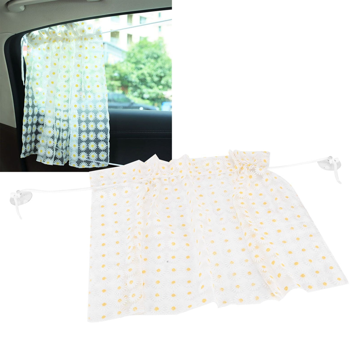 Daisy Car Curtain Lace Detachable Petal Embroidery Tulle Car Curtain Car Decorative Curtain