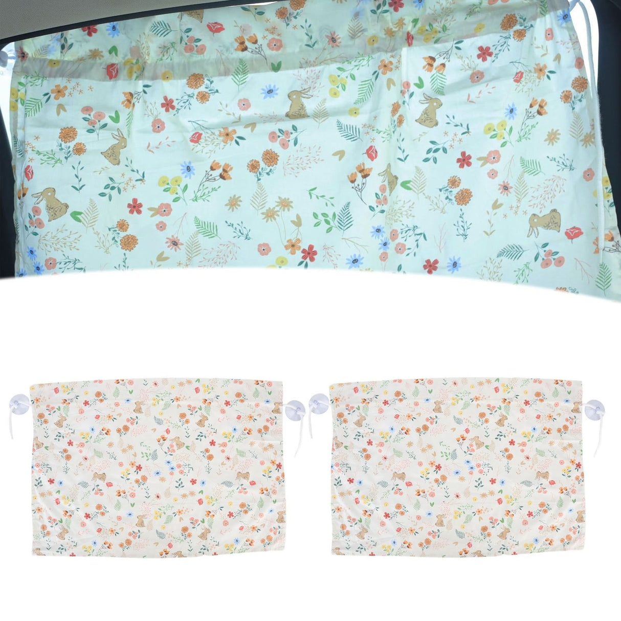 2PCS Simple Style Sunshade Curtain Adjustable Car Side Window Curtain Cute Car Curtain with Suction CupType 1